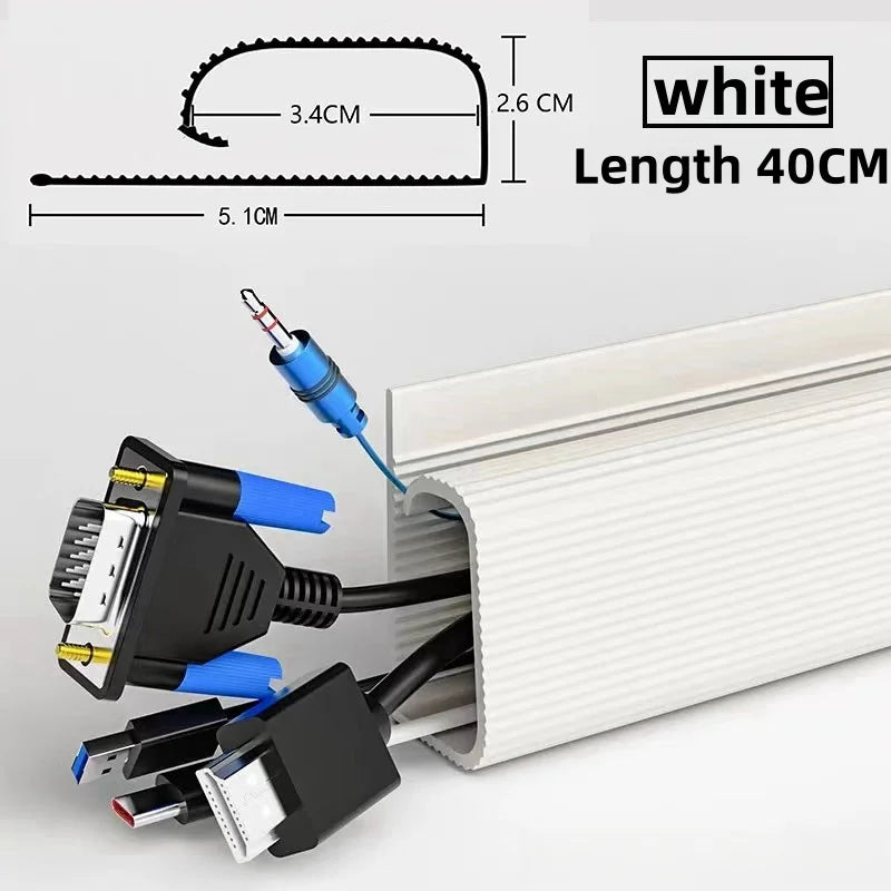 Self adhesive Under Desk Cable Management Tray PVC Power wire hider Strip Cord Holder No Drilling wire Organizer Cable Raceway