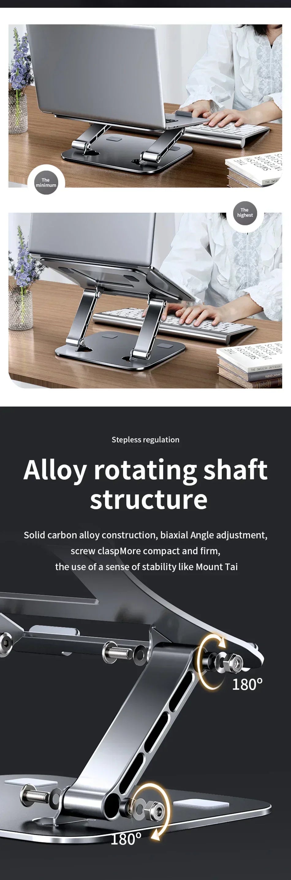 Tablet Stand Aluminum Tablet Holder for Desk with Adjustable 360° Swivel Bracket for iPad Pro Air Mini Galaxy Tab for 4.7''-13"