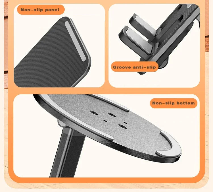 Universal Phone Stand On Desk 360° Rotating Multi-Angle Non-Slip Metal Base Foldable Desktop Holder For iPhone Xiaomi Samsung