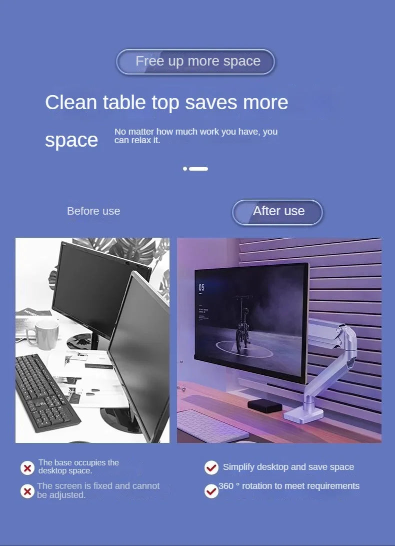 Universal Single Monitor Bracket Up To 32 Inches And 19.8 Lbs Per Screen Computer Desk Mount Stand Adjustable Computer Bracket