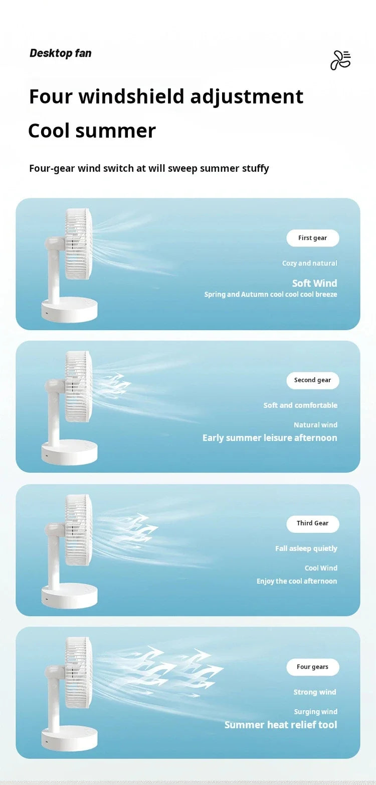 Youpin Fan Small White Desktop Timer Mute With Four-speed Adjustable Portable Fan Recharging Models Detachable Desk fan