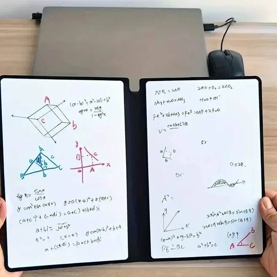 A5 Reusable Whiteboard Notebook Set with Whiteboard Pen Erasing Cloth Leather Memo Pad Weekly Planner Portable Stylish Office