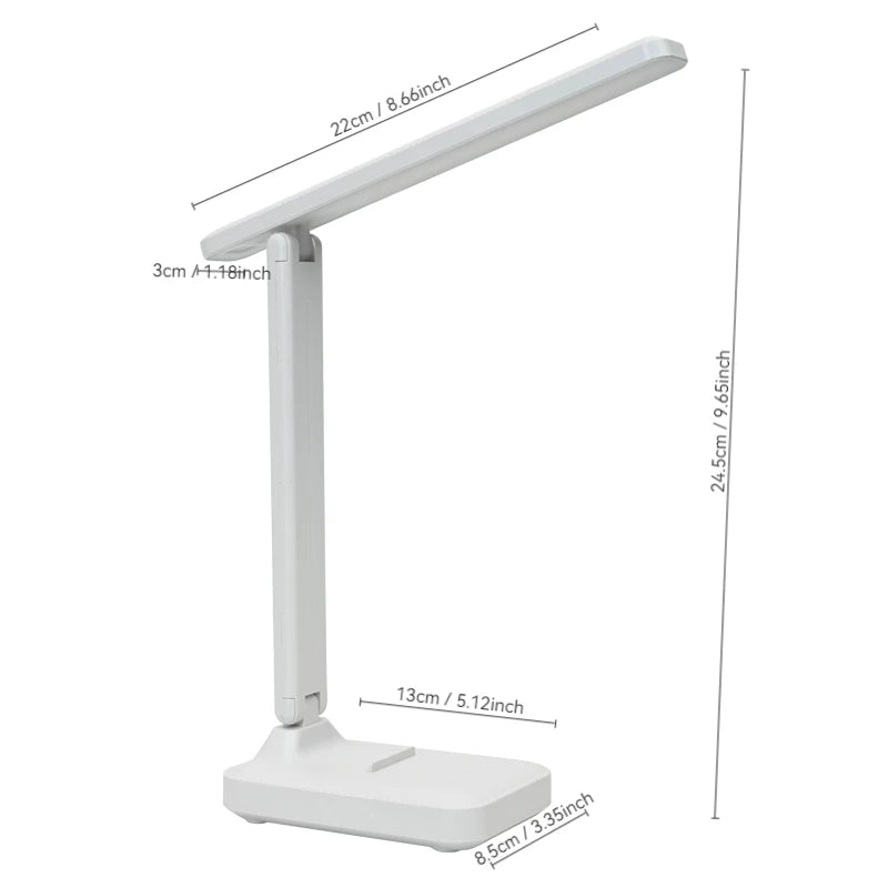 Folding Desk Lamp, USB Touch Control Dimmable Night Light, LED USB Rechargeable Desk Lamp for Student Dormitory Reading and Bedr