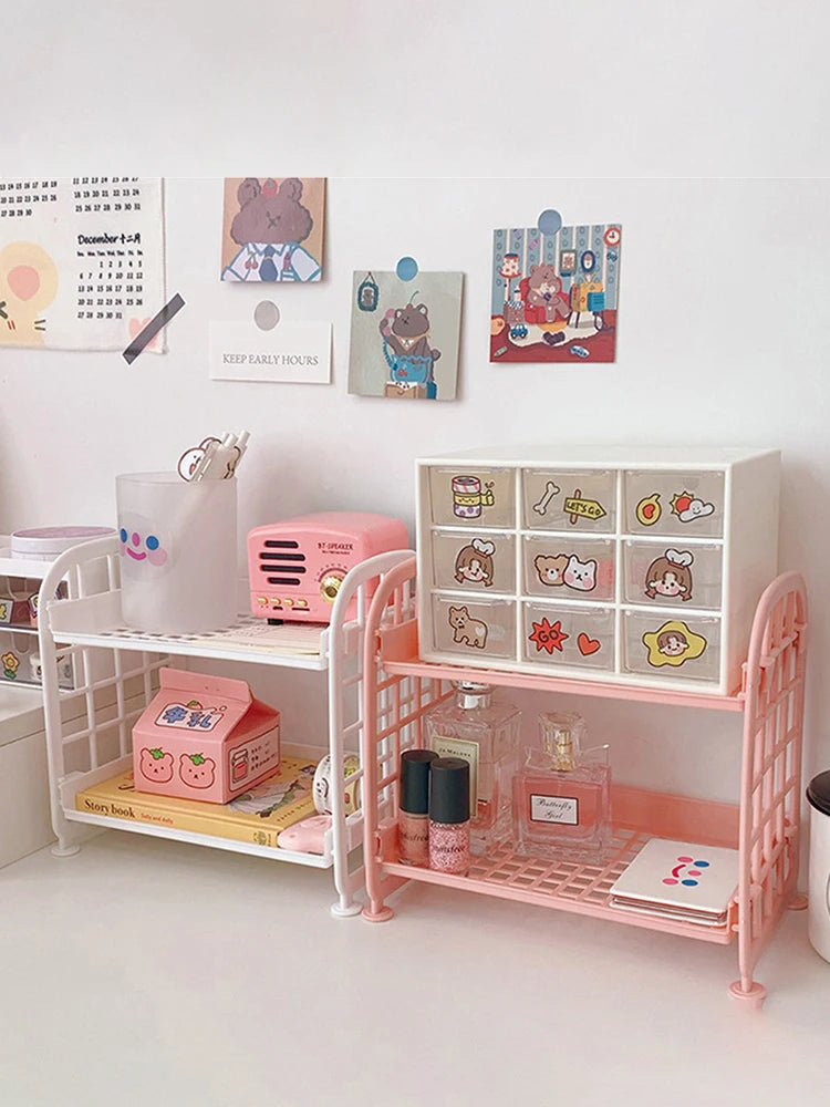High Appearance Horizontal Desktop Storage Shelf Simple Multi-storey Dormitory Storage Shelf Computer Office Available