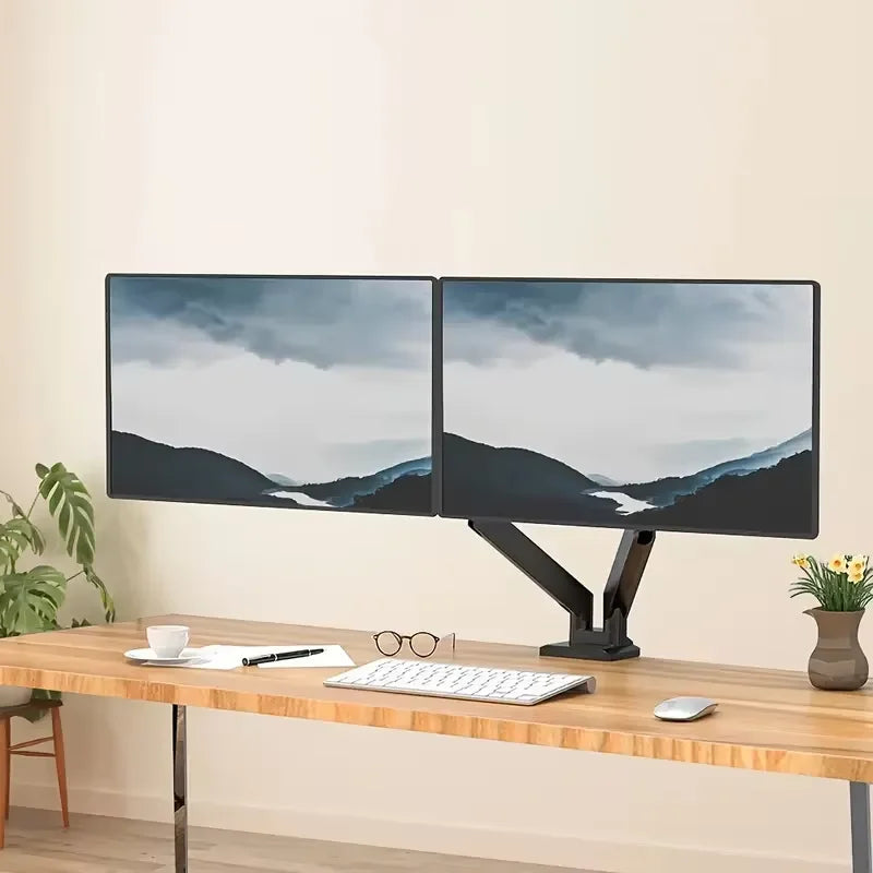 Adjustable Dual Monitor Stand for 13 to 32 Inch Screens with 180° Swivel Tilt 360° Rotation - Home Office Computer Monitor Mount