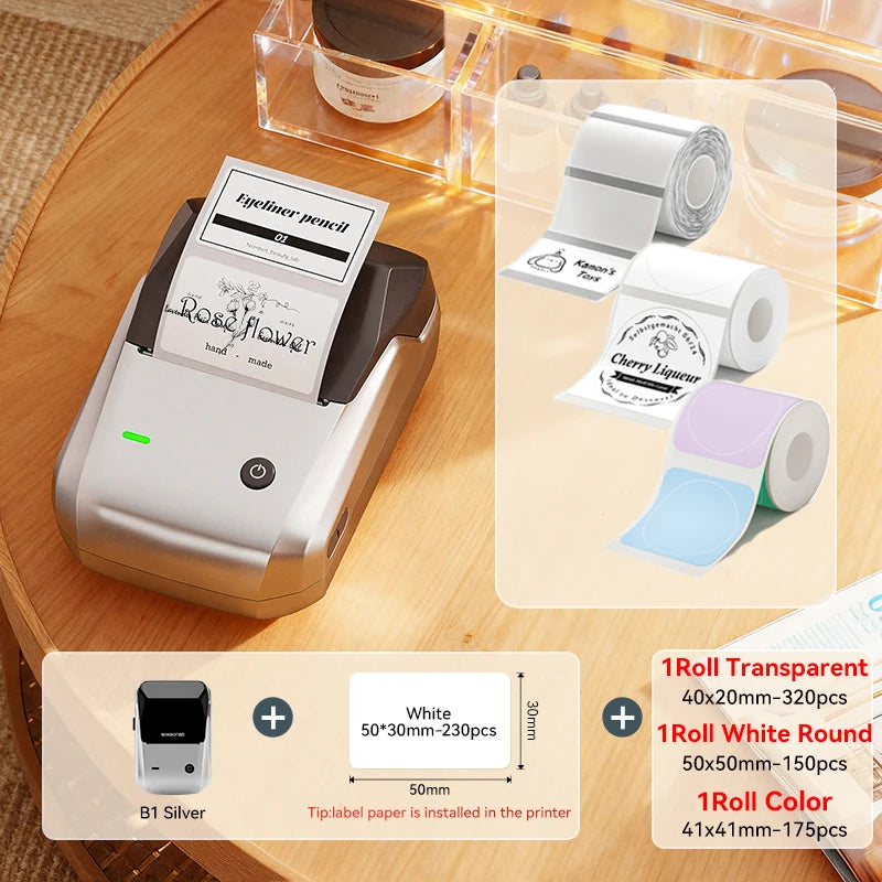 NIIMBOT B1 Portable Thermal Printer With Tapes 2 Inch Adhesive Label Printer Mini Bluetooth Sticker Maker Support Smartphones PC