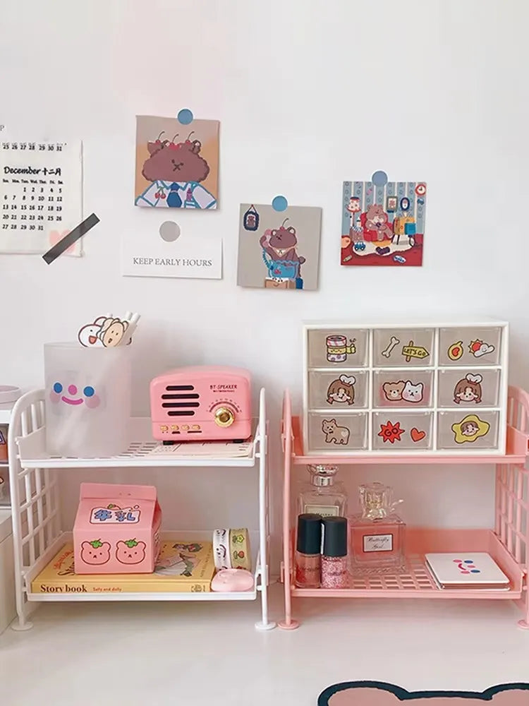 High Appearance Horizontal Desktop Storage Shelf Simple Multi-storey Dormitory Storage Shelf Computer Office Available
