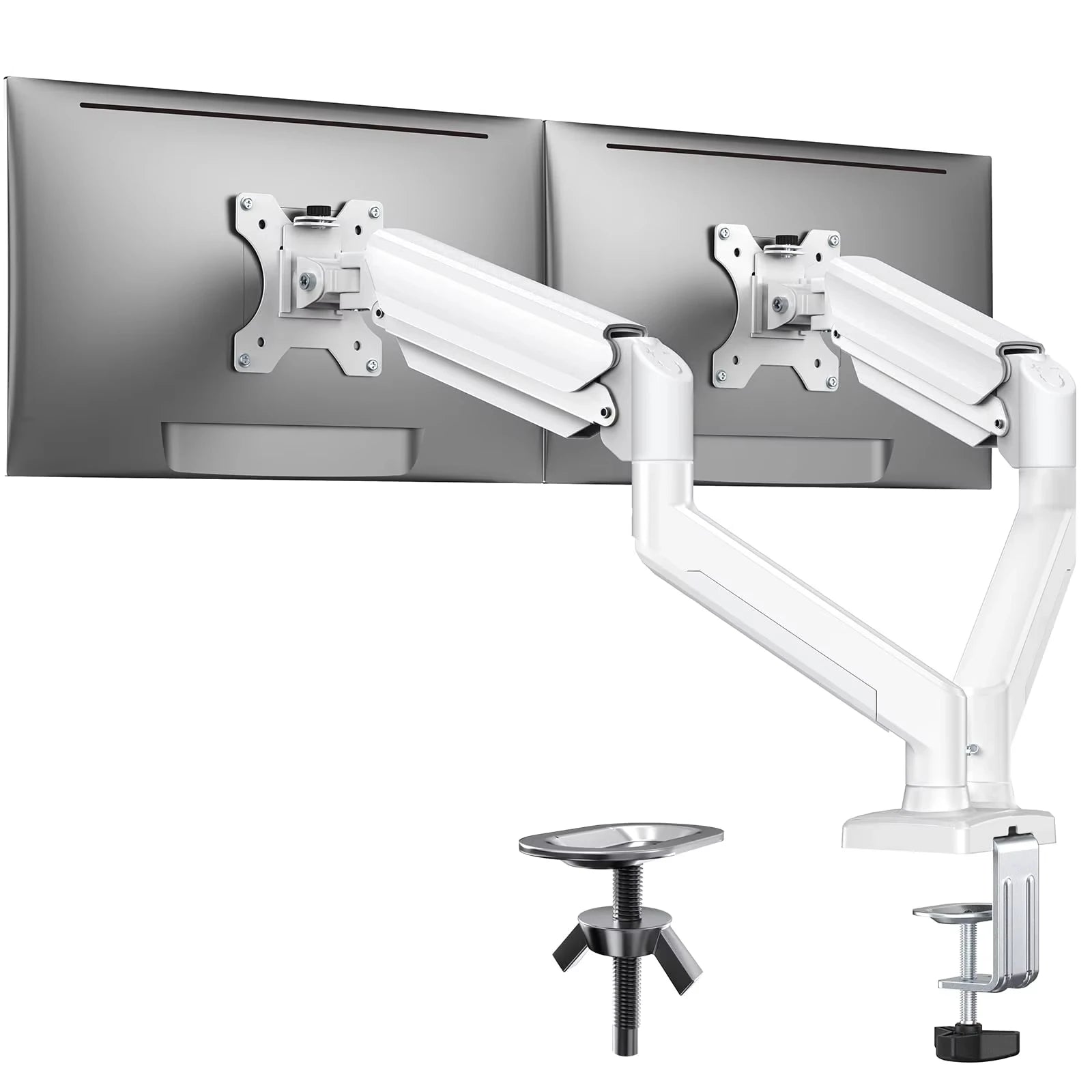 Adjustable Dual Monitor Stand for 13 to 32 Inch Screens with 180° Swivel Tilt 360° Rotation - Home Office Computer Monitor Mount