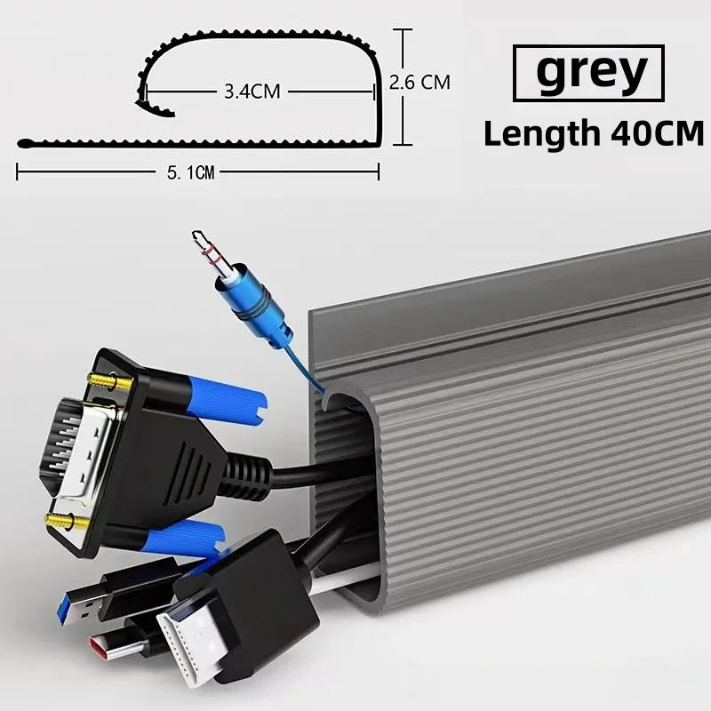 Self adhesive Under Desk Cable Management Tray PVC Power wire hider Strip Cord Holder No Drilling wire Organizer Cable Raceway