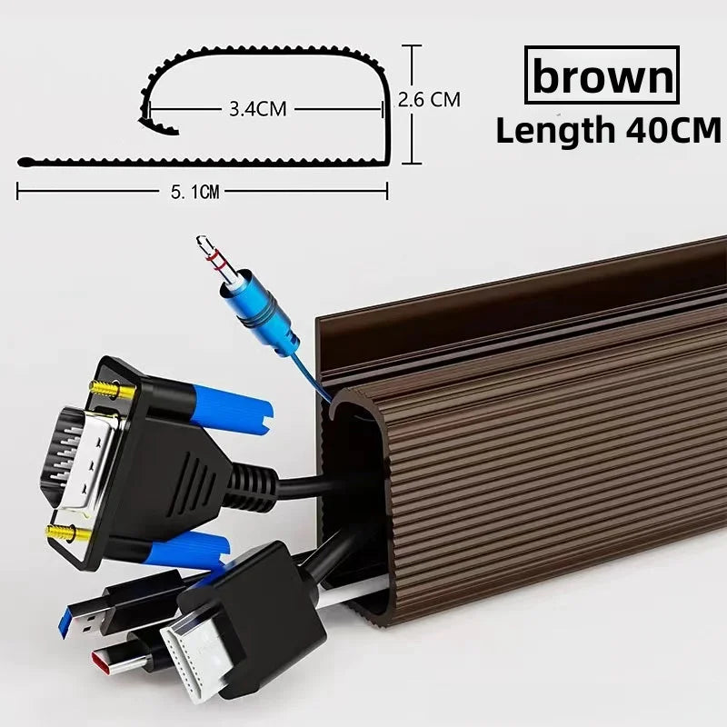 Self adhesive Under Desk Cable Management Tray PVC Power wire hider Strip Cord Holder No Drilling wire Organizer Cable Raceway