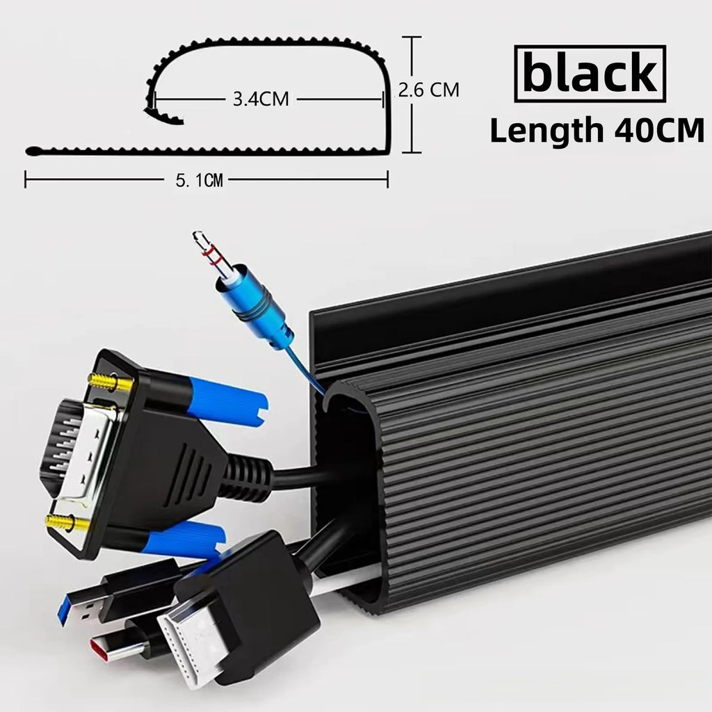 Self adhesive Under Desk Cable Management Tray PVC Power wire hider Strip Cord Holder No Drilling wire Organizer Cable Raceway