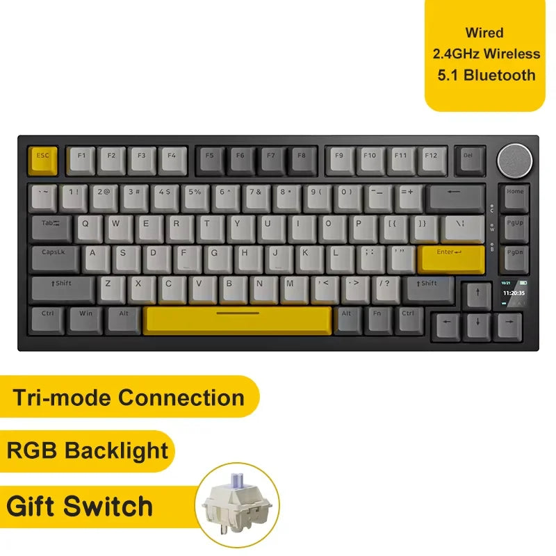 AJAZZ AK820 Wired With Rotary Volume Buttons Hot-Swappable Keys For Office And Home Mechanical Keyboards