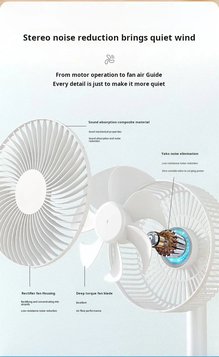 Youpin Fan Small White Desktop Timer Mute With Four-speed Adjustable Portable Fan Recharging Models Detachable Desk fan