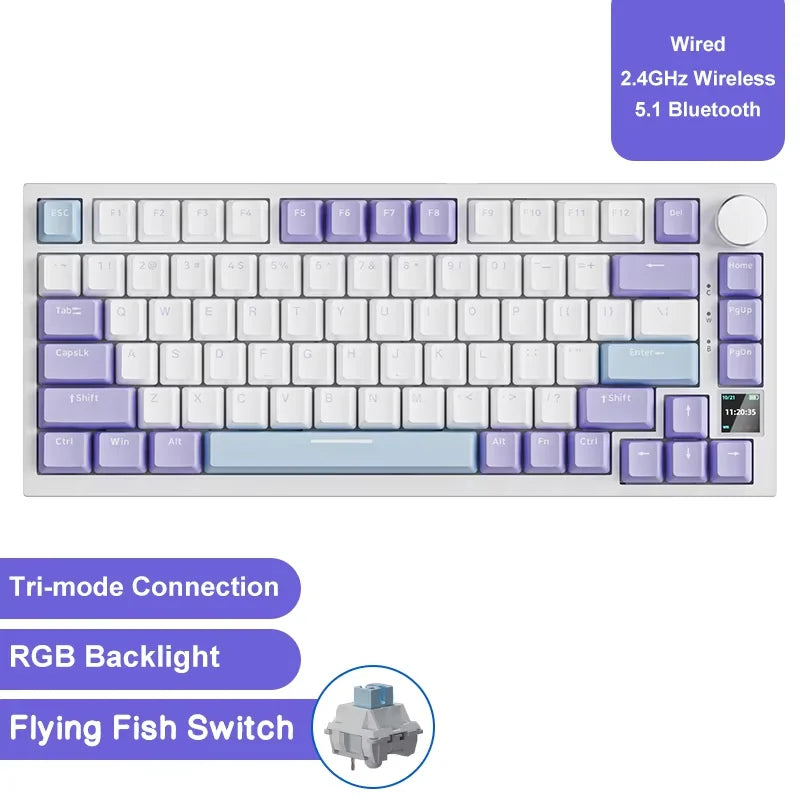 AJAZZ AK820 Wired With Rotary Volume Buttons Hot-Swappable Keys For Office And Home Mechanical Keyboards