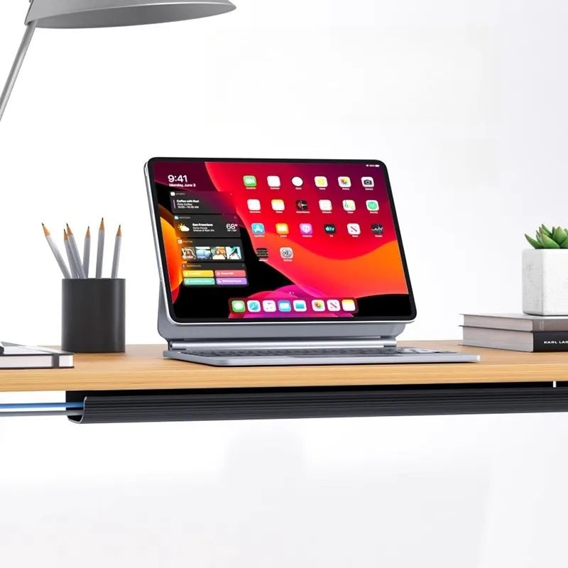 Self adhesive Under Desk Cable Management Tray PVC Power wire hider Strip Cord Holder No Drilling wire Organizer Cable Raceway
