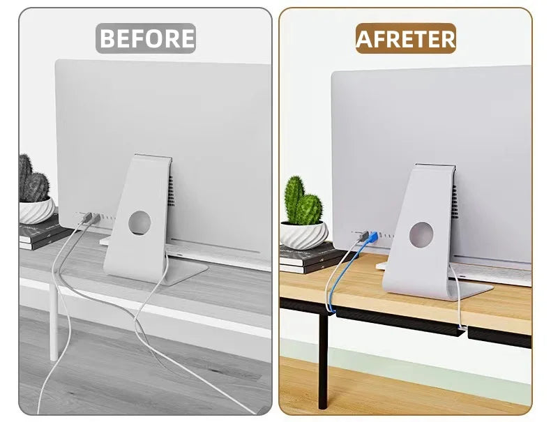 Self adhesive Under Desk Cable Management Tray PVC Power wire hider Strip Cord Holder No Drilling wire Organizer Cable Raceway